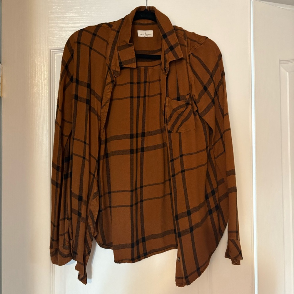 Thread & Supply Brown Plaid Button Down Shirt